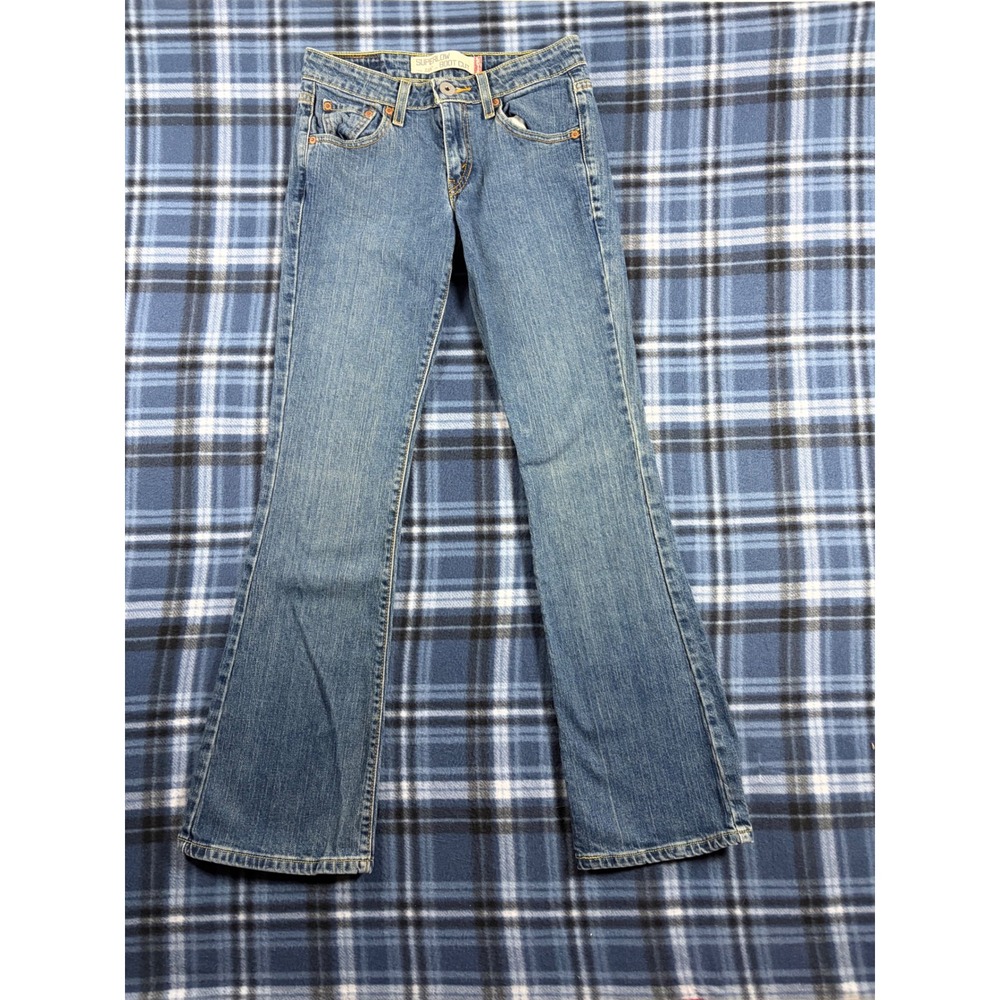 Levis 518 Superlow Boot Cut Jeans Medium Wash Blue Denim Womens 1M 518-0166